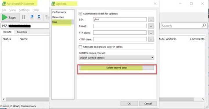 Advanced IP Scanner - inactive hosts