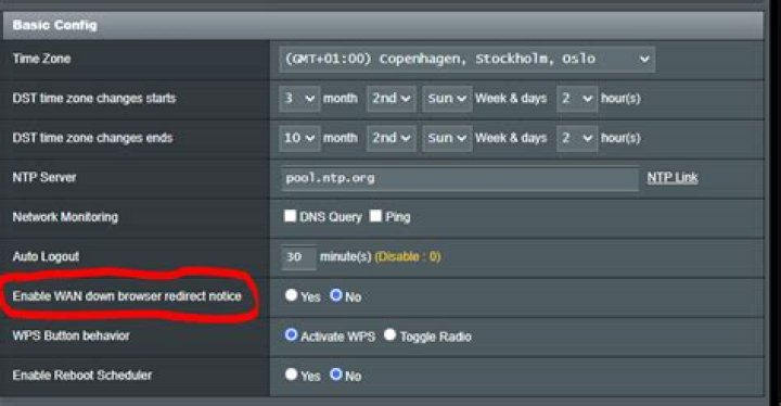 Asus RT N16 router. Prevent redirection when there is no internet connection
