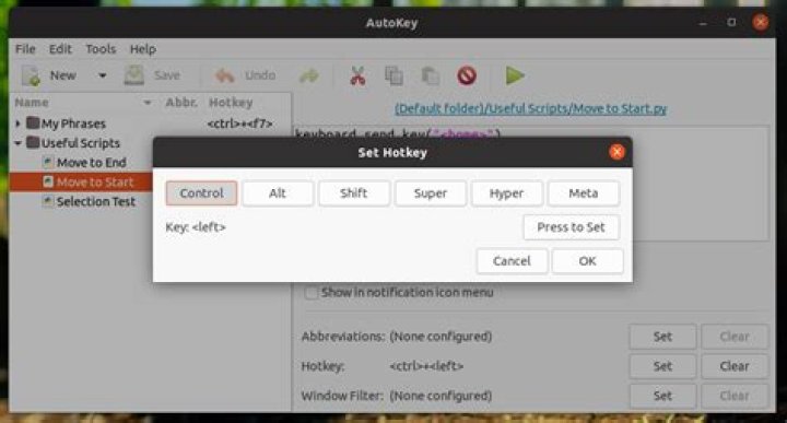autokey set hotkey