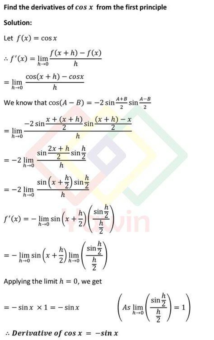Calculation of the derivative of $e^{\cos(x)}$ from first principles