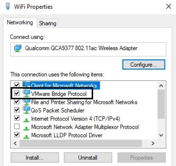 Can't change network to bridged: There are no unbridged host network adapter VMware 15