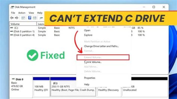 Can't extend C drive on my Windows 10 Pro