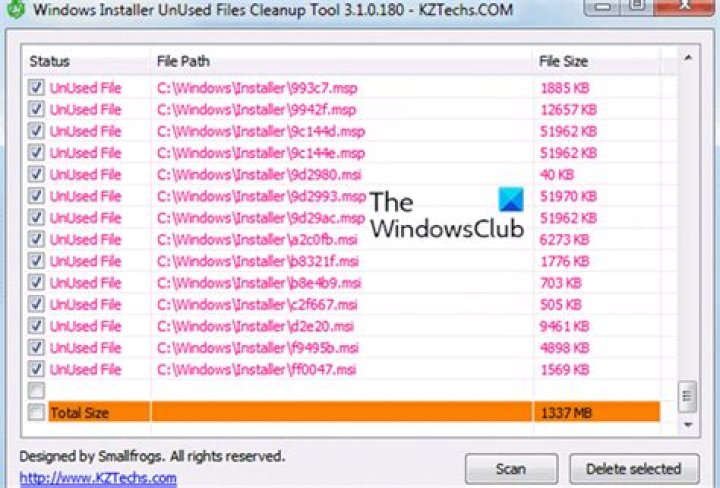 Can I safely remove *.msi and *.msp files that are in C:\Windows\Installer but are not the mentioned in the registry?