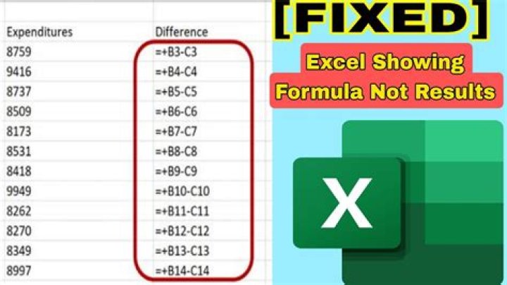 Cells show formula, not formula result