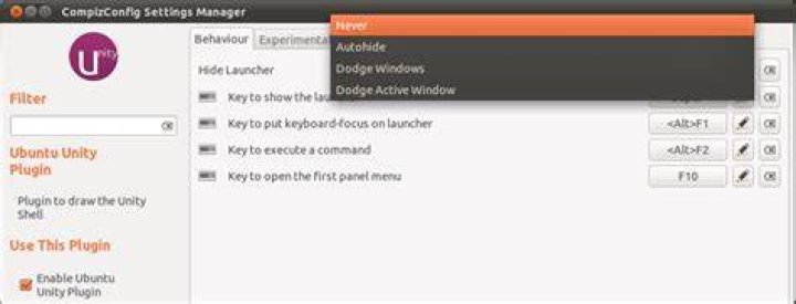 Changing the Launcher autohide settings