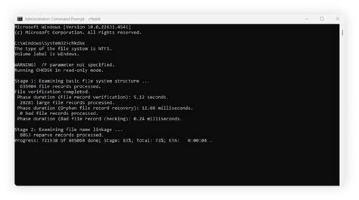 chkdsk: setting a specific path is not working