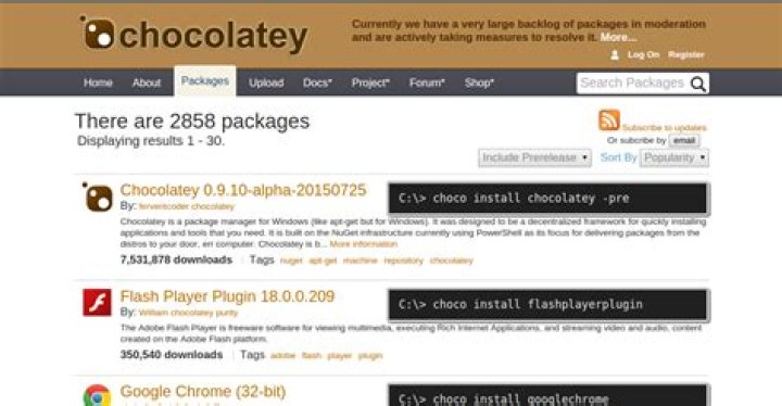 Chocolatey Packages Screenshot