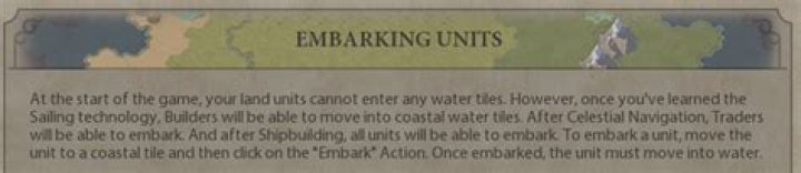 civilopedia for Embarking Units