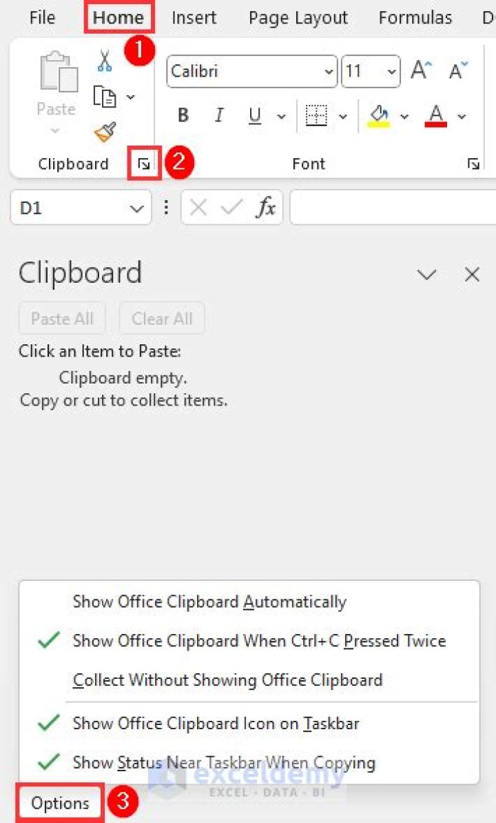 Clipboard options