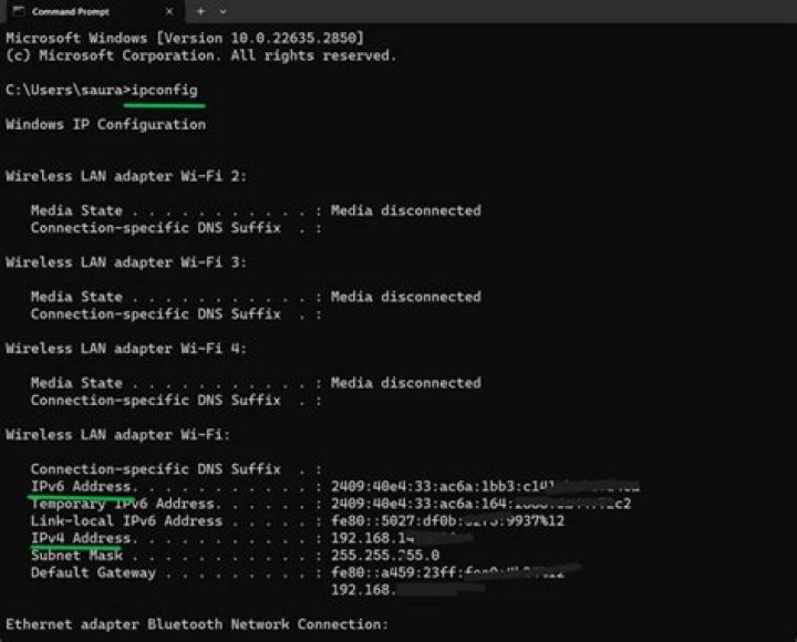 Command to find network interface for IP