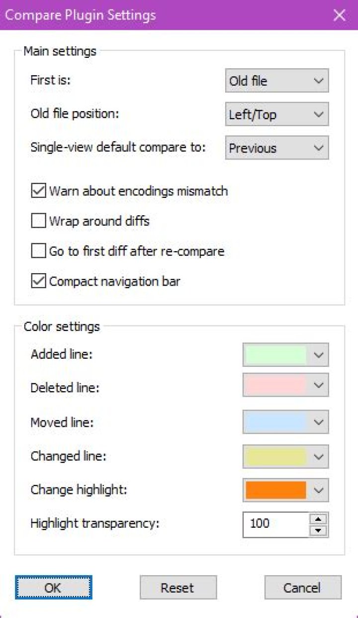 Compare plugin in notepad++ is too bright. Any fix?
