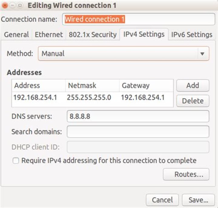 Configure connection sharing with specific IP Address