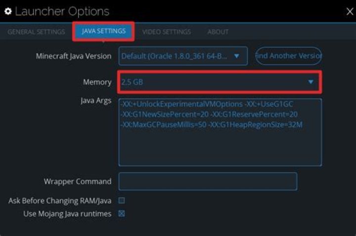 Configure Java memory in Minecraft ATlauncher