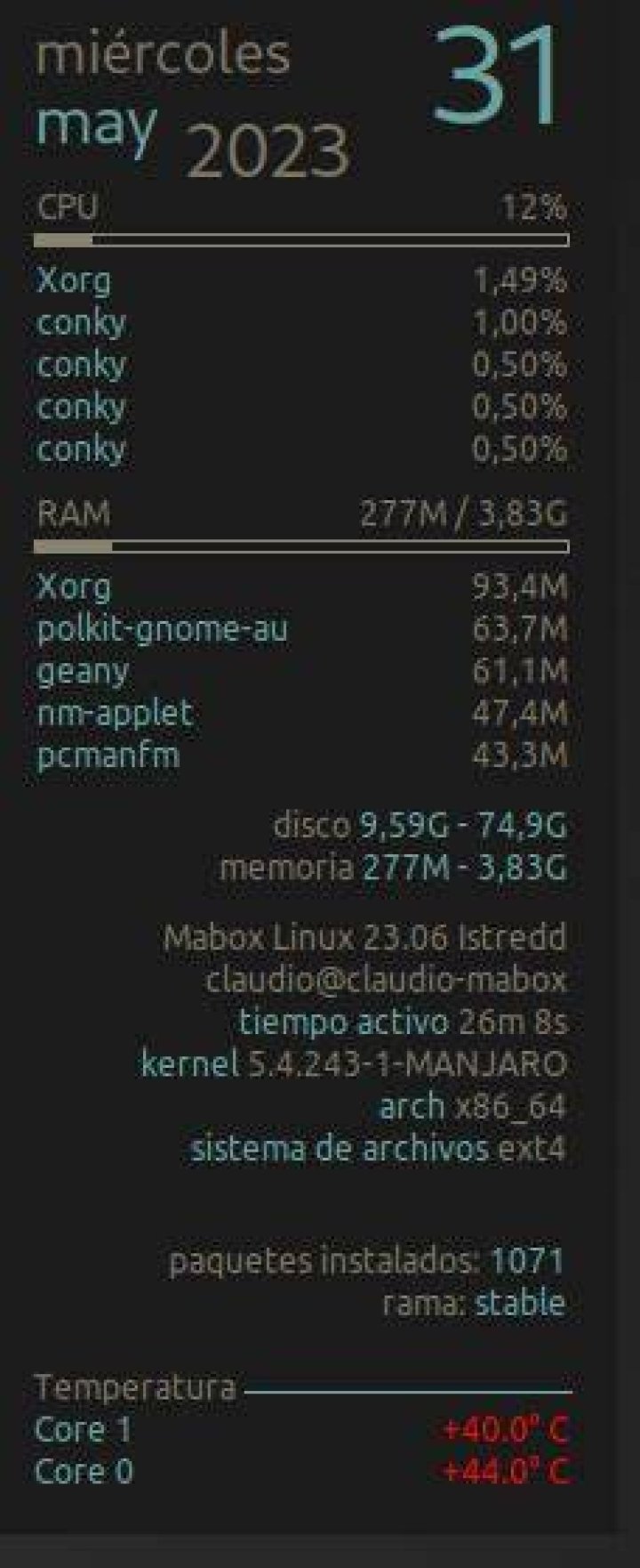Conky Temperature 4.8.10