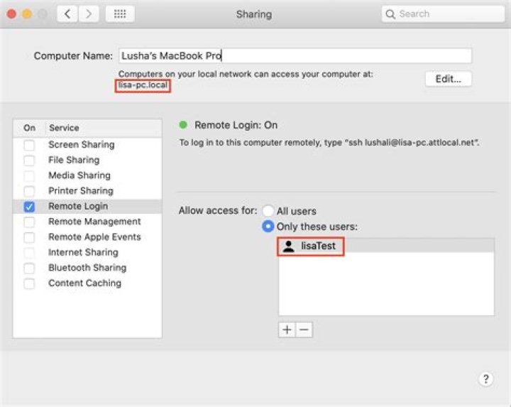Connect to another Mac via Terminal?