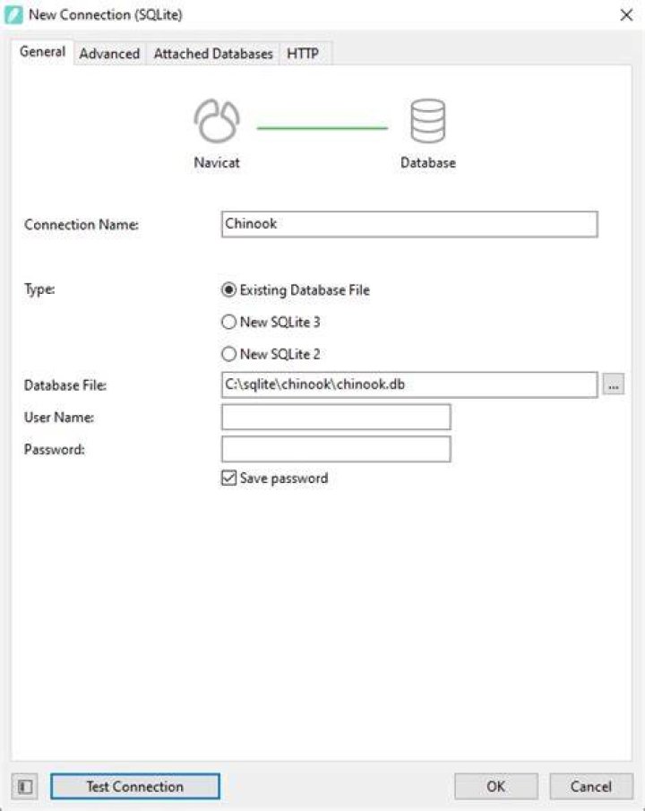 Connection dialog