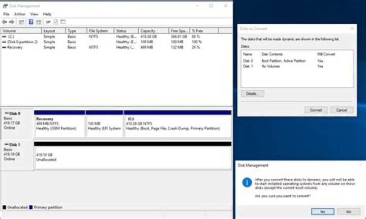 Convert existing system to dynamic disk safely