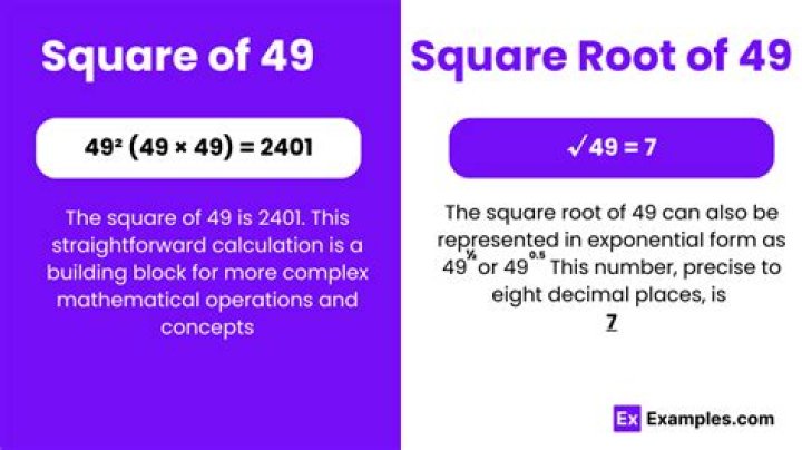 Could you please explain why the remainder when the square of 49 is divided by the square root of 49 is 0?
