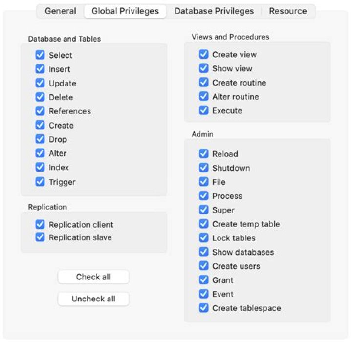 Create new user in MySQL and give it full access to one database