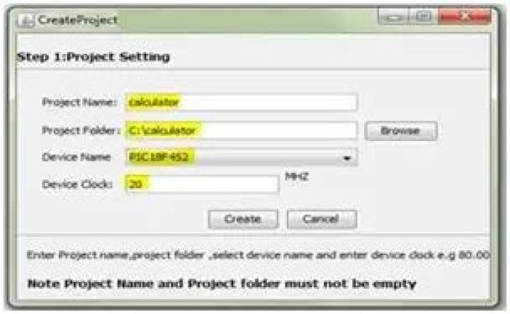 Create Project window