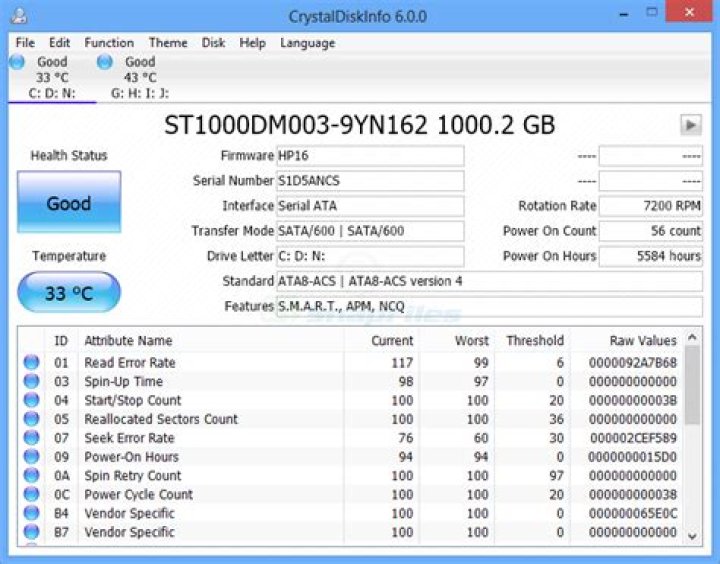 CrystalDiskInfo screenshot