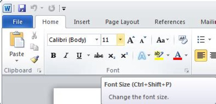 Ctrl-Shift-P opens font dialog in Word 2010 instead of focusing on font size in toolbar