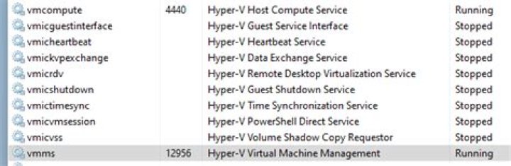 Currently Running Hyper-V Services