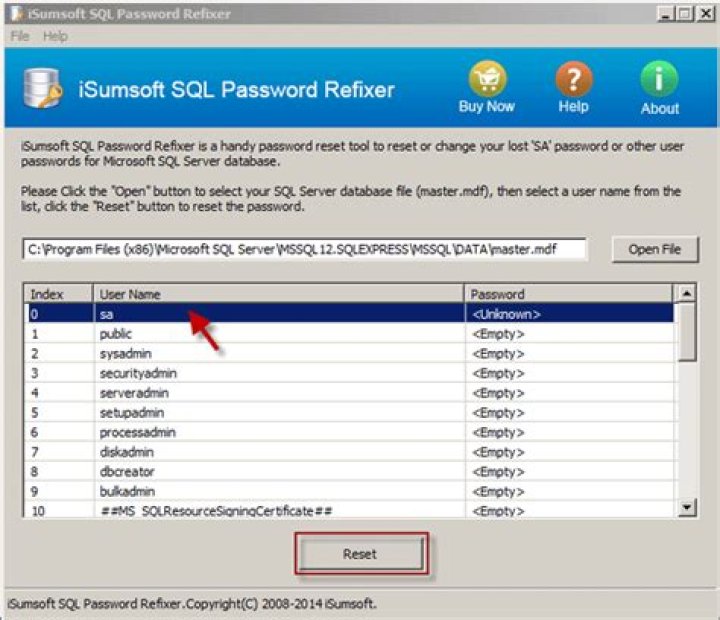 Default SA password of SQL Server automatically installed by SharePoint Server 2010 setup