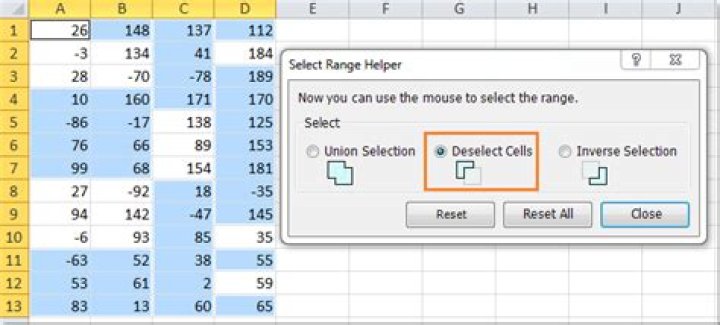 Deselect cells