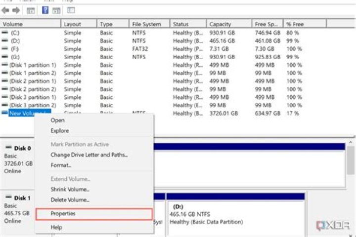 disk properties - security