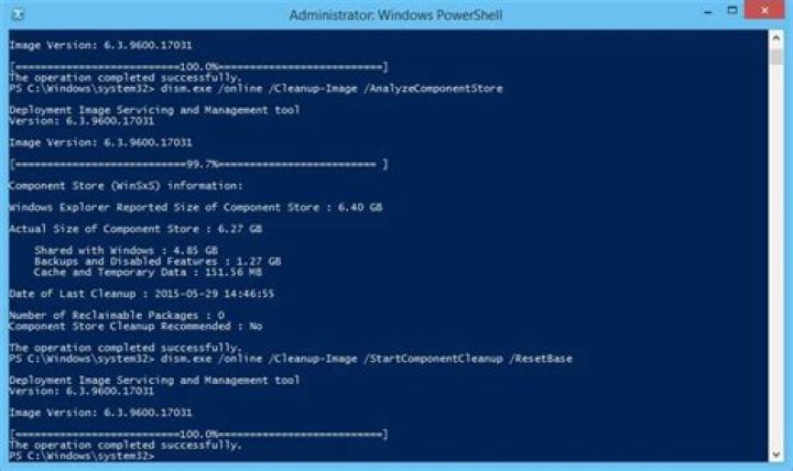 Dism.exe /ResetBase error on Windows server 2016