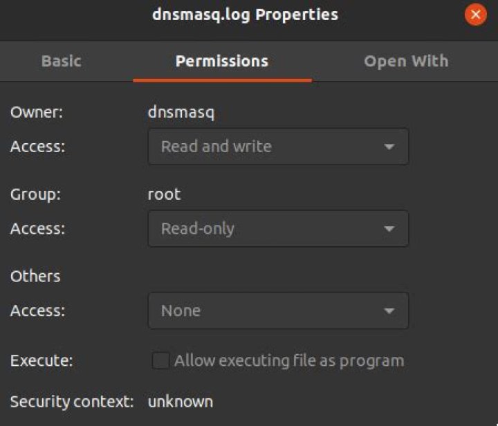 Dnsmasq unable to access log file