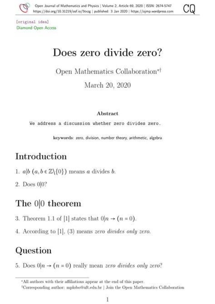 Does zero divide zero