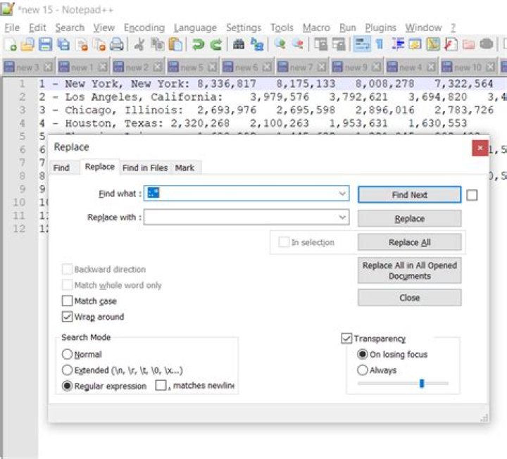 Editing all instances of a string in Notepad++