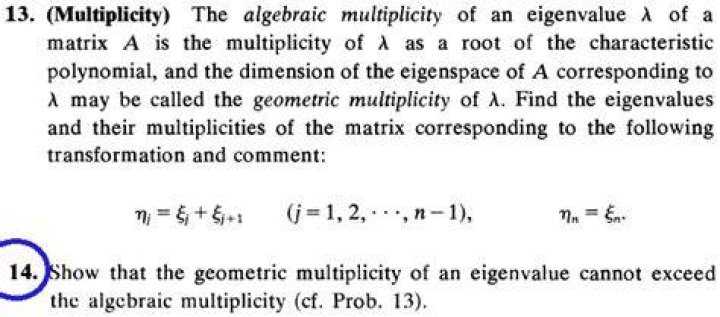 Eigenvalue with algebraic multiplicity > 1