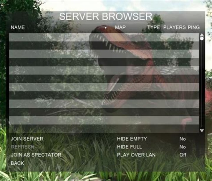 Empty Primal Carnage server browser