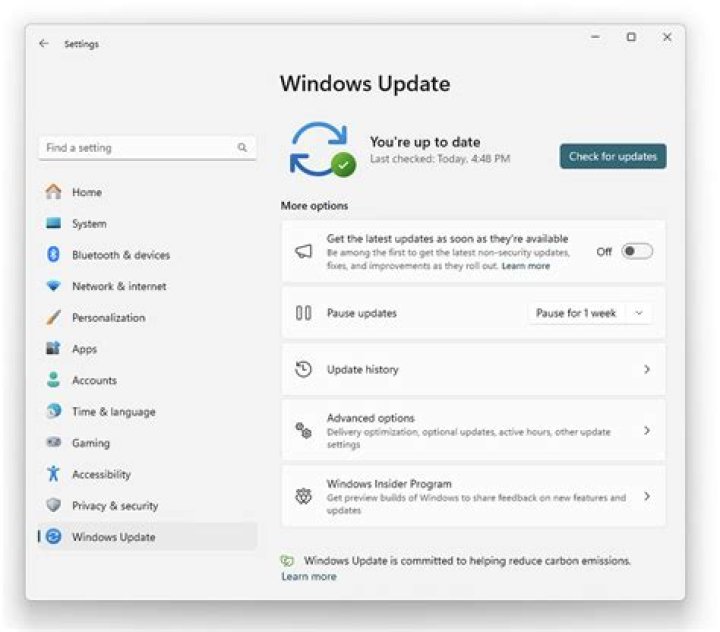 Enforced Windows Update settings