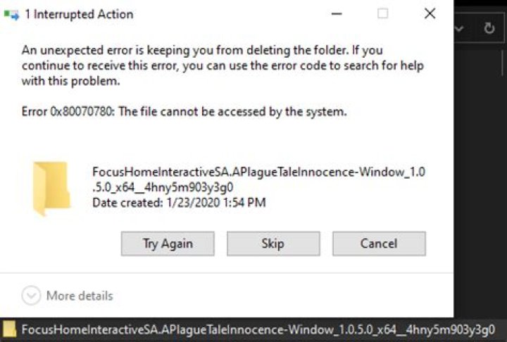Error 0x80070780 - The file cannot be accessed by the system. How can I delete this folder?