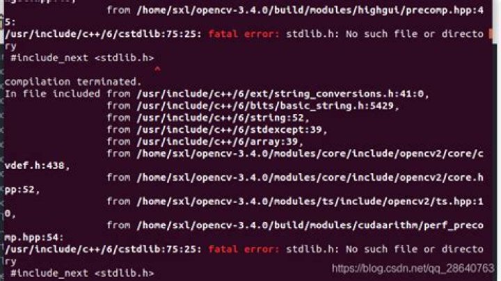 Error compiling OpenCV, fatal error: stdlib.h: No such file or directory
