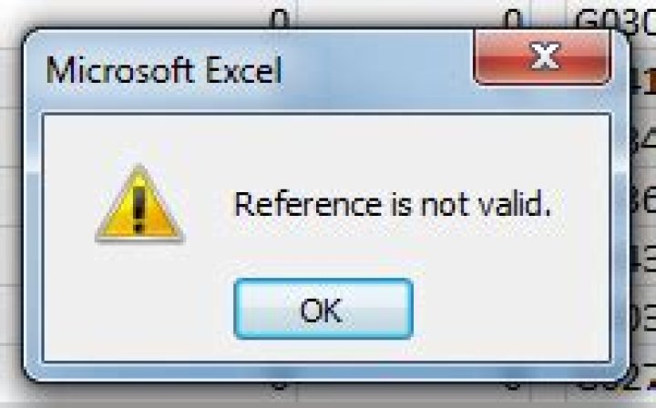 Error dialog: Reference not valid