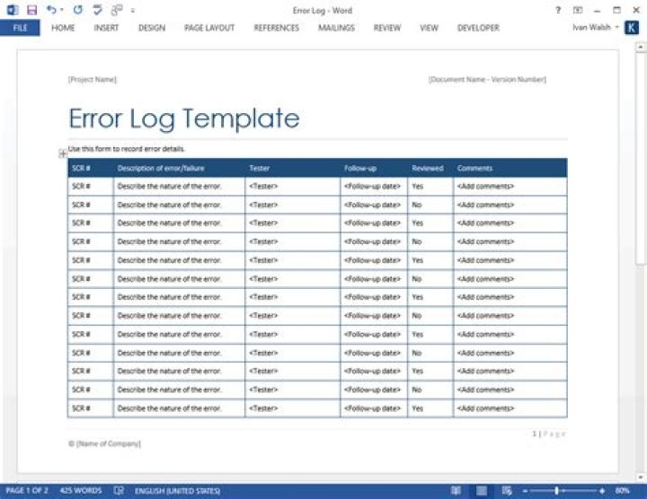 Error Log