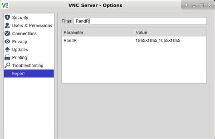 Error on changing the resolution of a vnc session in linux on the fly