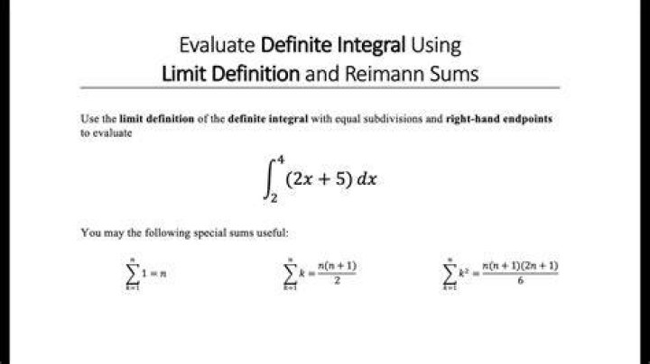 Evaluate definite integral using limit of summations