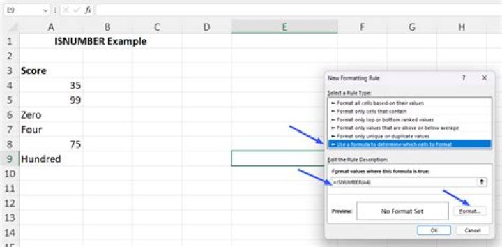 excel conditional formatting AND isnumber