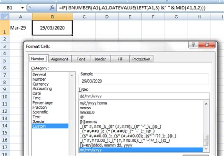 Excel date convert from Mar-29 to 29/03/2020