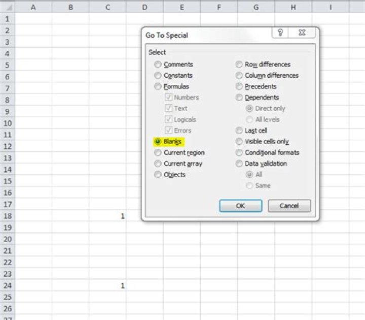 Excel: Delete row if cell in certain column is blank?