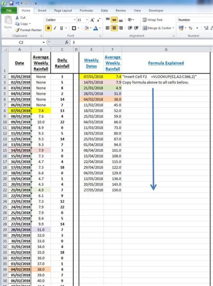 Excel: how to convert a table with daily dates to weeks