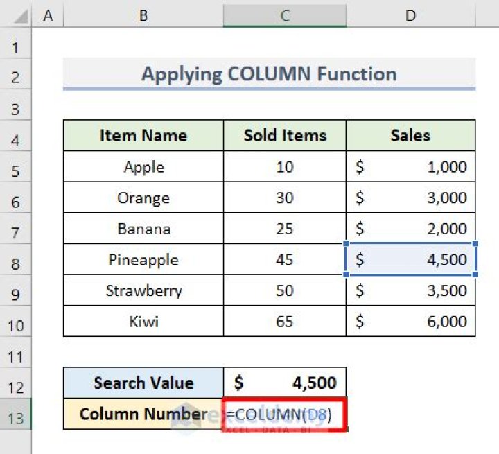 Excel, how to find column number of min value?