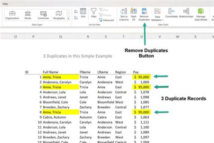 Excel Remove Duplicates - which occurrence is kept?