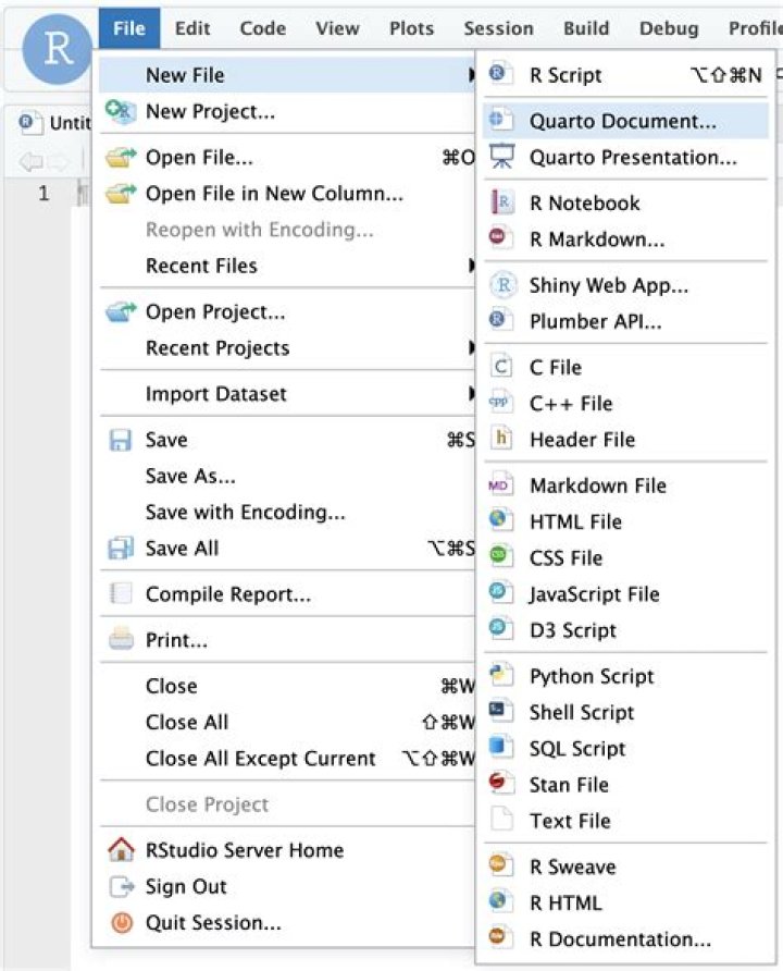 File menu drop down